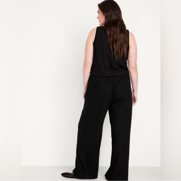 NEW! OLD NAVY Black High-Waisted Linen-Blend Super Wide-Leg Pants - #683365 🌹 - Picture 5 of 10